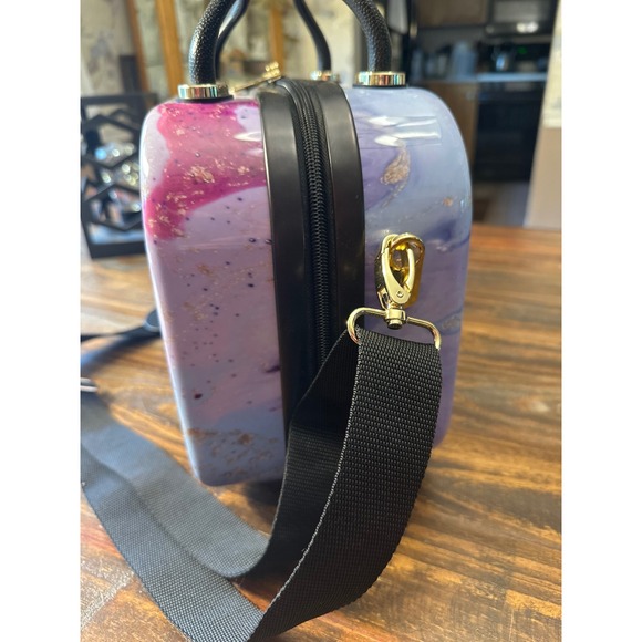 TRIFORCE‎ Marble Vanity Travel Case Cosmetic Bag Makeup Train Case w Strap - Picture 6 of 16